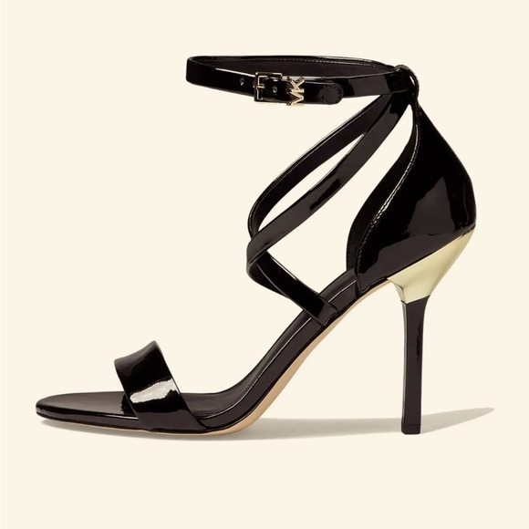 NWT Michael Kors Women’s “Astrid” Sandal in Patent Leather w/Gold Heal Size 9.5 - Picture 6 of 12